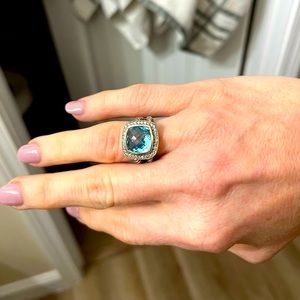 David Yurman Topaz Diamond Albion Ring Size 6 Silver 6.28 TCW